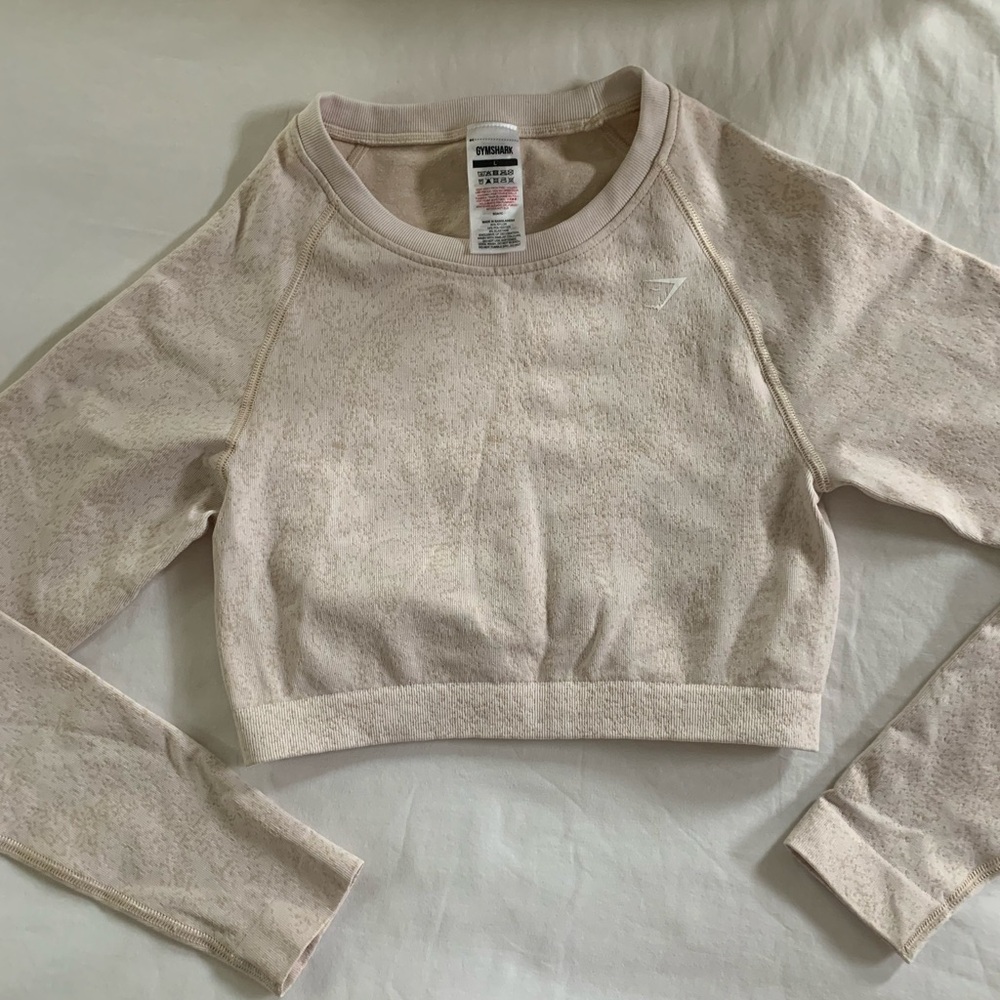 Gymshark Adapt Fleck Seamless Long Sleeve Crop Top Light Pink NWOT